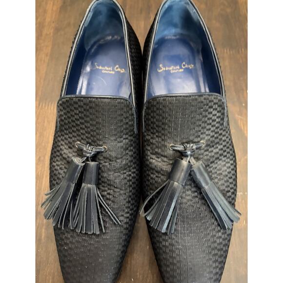 Sebastian Cruz Couture Men’s Black Diamanté Loafers Tassle 41 Size 8 $1495 main image 6